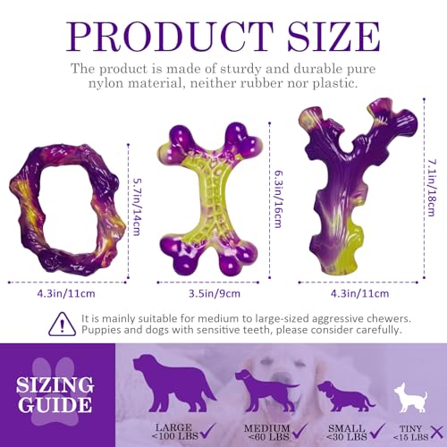 Frienhund Tough Dog Toys for Aggressive Chewers 3 Pack, Indestructible Dog Toys for Large Dogs, Dog Chew Toys, Aggressive ...
