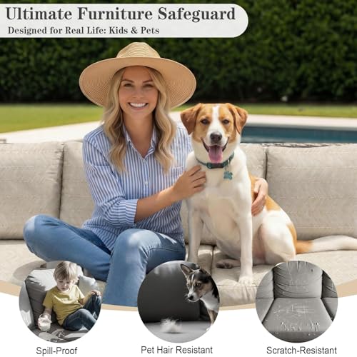 Joy Bubble 8 Pack Outdoor Cushion Covers Water Resistant High Stretch Fit Patio Cushion Covers 180g Couch Seat Slipcovers ...