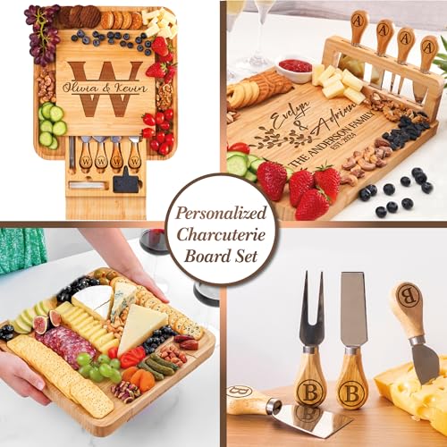 Personalized Charcuterie Board Gifts Set, Custom Large Cheese Board, Charcuterie Board for Wedding, Anniversary, Birthday,...