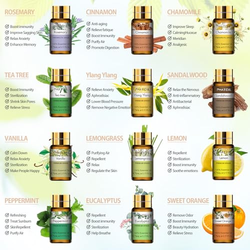 PHATOIL 15PCS Essential Oils Gift Set - Premium Quality 100% Natural Pure Essential Oils for Aromatherapy Diffuser Yoga Ho...