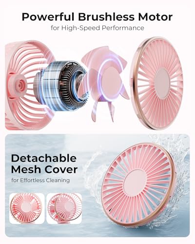 TUNISE Portable Handheld Fan, 4000mAh, 180 Adjustable, 6 Speed Wind, USB Rechargeable Foldable Fan with Real-Time Display