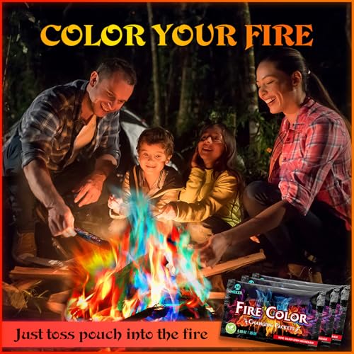 MEKER Fire Color Changing Packets - Fire Pit, Campfires, Outdoor Fireplaces, Bonfire - Magic Colorful Changing Fire - Perf...