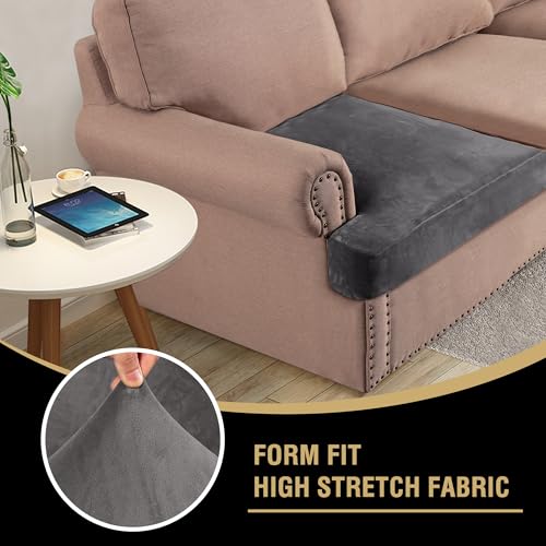 H.VERSAILTEX Stretch Velvet 2 Piece T Cushion Sofa Slipcovers - Individually Fitting Cushion Covers for 2 Cushion Couch - ...