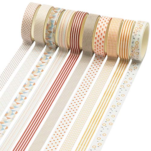Knaid 40 Rolls of Slim Washi Tape Gift Box Set, Decorative Paper Tapes 10 mm Wide for Scrapbooking, DIY Arts and Crafts, B...