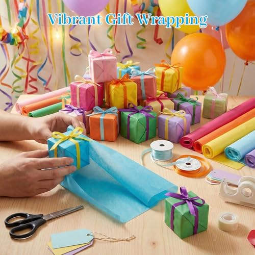 Koogel 330 Sheets Tissue Paper, 14x10 Inch Multicolor Wrapping Tissue Paper for Gift Bags Holiday Birthday DIY Crafts Proj...