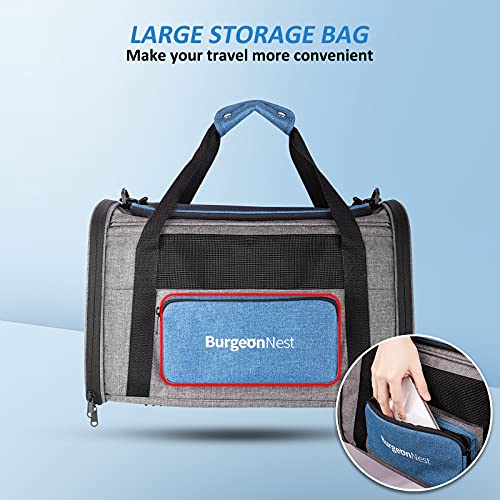 BurgeonNest Cat Carrier for Large Cats 20 lbs,Medium Pet Under 25 lbs,2 Puppy and Small Dogs with Unique Side Bag,Top Load...