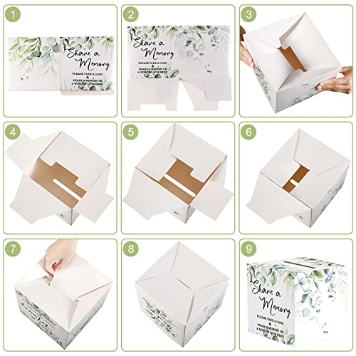 Pajean 50 Pcs Greenery Share a Memory Cards for Collections of Life, Memory Cards Box Guest Ideas for Funeral Graduation W...