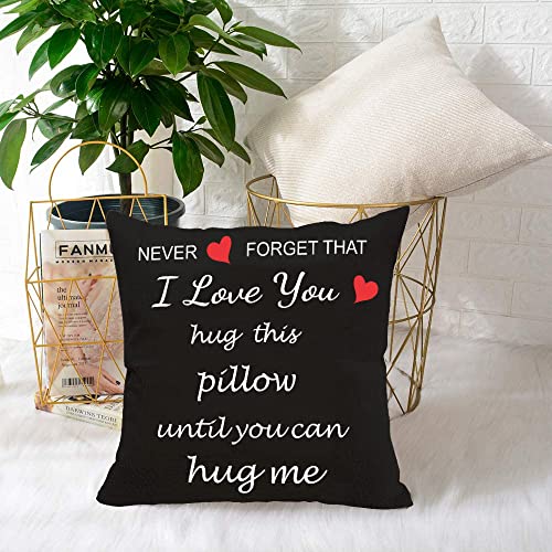 Anrkets Two Sided Printing Lover Pillow Cover I Love You Hug This Pillow Until You Can Hug Me, Valentine's Day Birthday Gi...