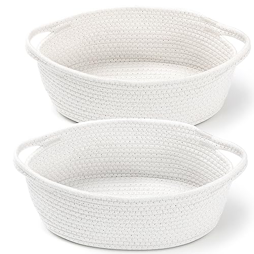 2 Pack Small Woven Basket with Gift Bags and Ribbons, Empty Decorative Gift Chest Box, Cute Baby Gift Basket for Nursery, ...