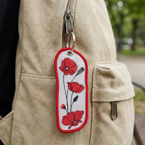 Ywmsfl Adorable Floral Embroidered Keyring Cloth Textile Holder Decorative Item for Students Everyday Use Decorative Bag C...