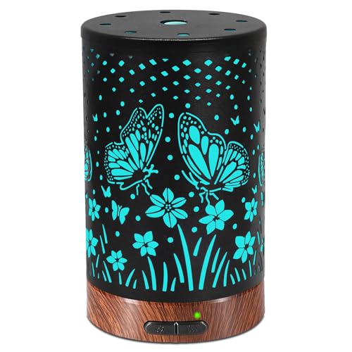 Essential Oil Diffuser - 150ML Metal Aromatherapy Diffuser for Essential Oils with 7 Colors Lights Gifts for Mom Auto Shu...