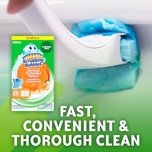 Scrubbing Bubbles Flushable Toilet Bowl Wand Cleaner Refills, Fresh Brush Cleaner Toilet Refill Pads, Removes Limescale & ...