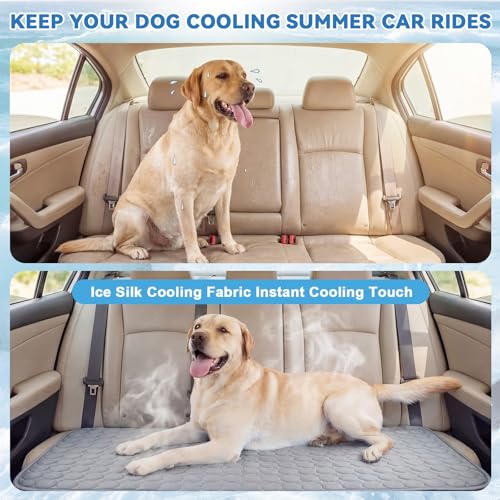 Hahafelt 54"x24.8" Dog Cooling Mat for Car Back Seat, Ice Silk Pet Bed Mat, Non Slip Summer Cooling Pad for Dogs and Cats,...