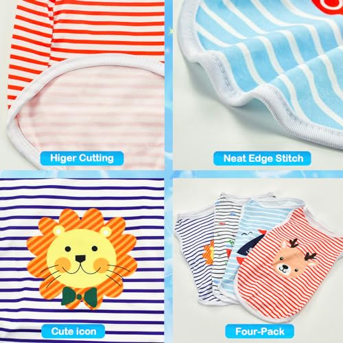 Vehomy 4 Pack Striped Pattern Dog & Cat Summer Tee Shirt - Breathable Cooling Tank Top Soft Vest for Small to Medium Dogs...