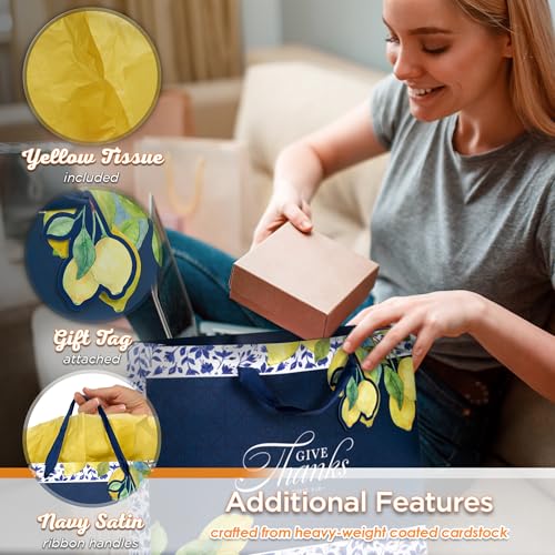 Christian Art Gifts Large Landscape Inspirational Scripture Gift Bag, Tag & Tissue Wrapping Paper Set for Women: Give Than...