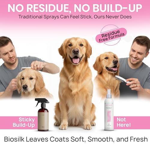 BioSilk for Dogs Detangling Spray with Shine Support, Lightweight Leave In Grooming Mist that Helps Smooth Coats, Detangl...