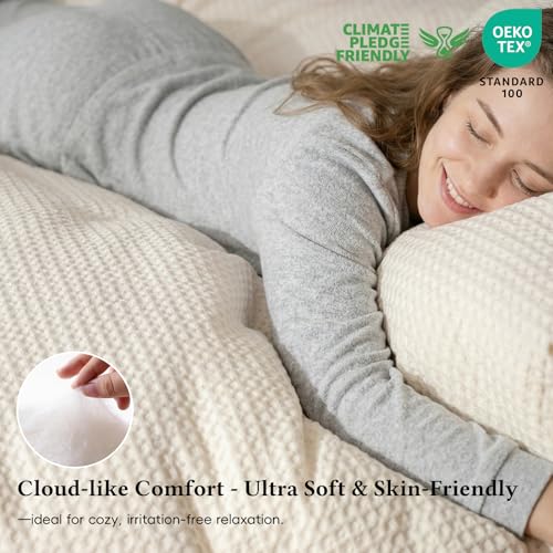 David's Home Waffle Weave Comforter Set 3PCS Queen Size, Soft Breathable Lightweight Cozy Skin-Friendly Warm for All Seaso...