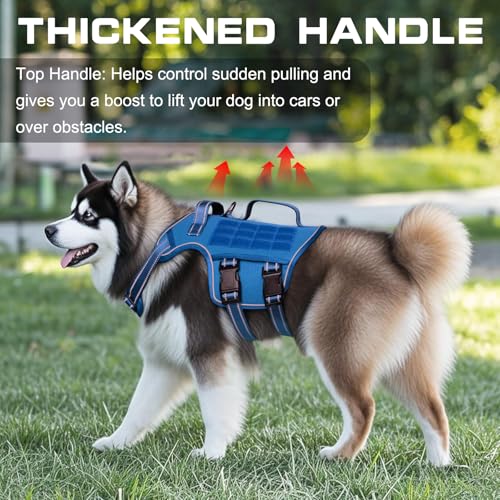 Dog Harness for Large Dogs Heavy Duty, No Pull Tactical Dog Harness with Molle System, Easy On and Off Service Dog Vest, B...