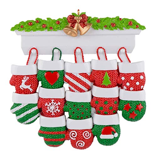 MAXORA Personalized Mitten Family of 13 Christmas Tree Ornament 2025 Family Tradition Christmas Keepsake Gift Collection f...