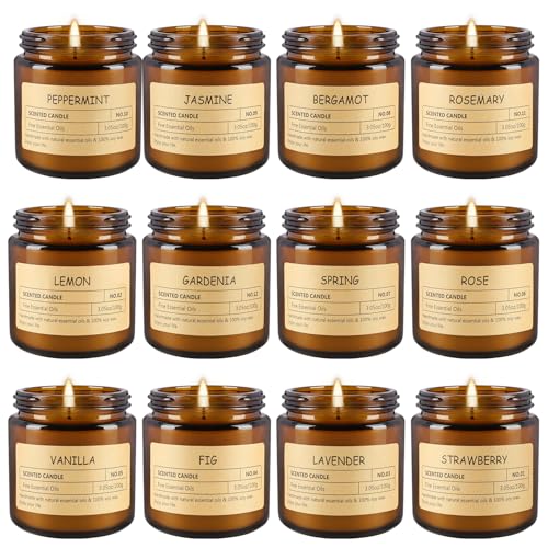 12Pack Scented Candle Set - Aromatherapy Candle Gift Set – Long Lasting Jar Candles for Men| Women, Ideal for Birthdays, M...