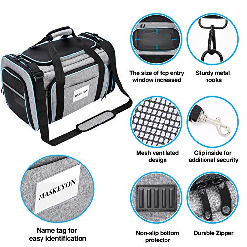 Airline Approved Pet Carrier, Large Soft Sided Pet Travel TSA Carrier 4 Sides Expandable Cat Collapsible Carriers with Rem...