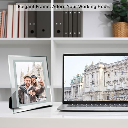 Vienrose 5x7 Picture Frame Set of 2, Clear Glass Photo Frames with Silver Edge, Horizontal or Vertical Display for Tableto...