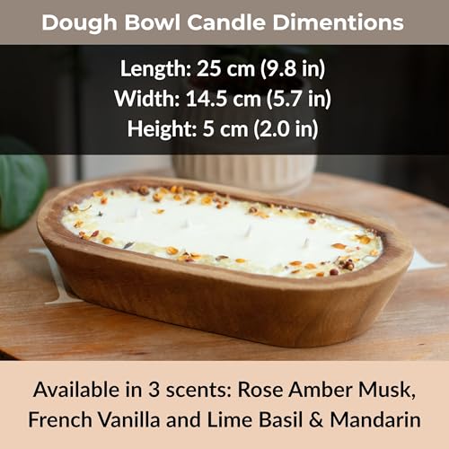 Wooden Dough Bowl Candle, French Vanilla, Elegantly Handcrafted Beautiful Centerpiece, Uniquely Yours, a Gift of Distinction.