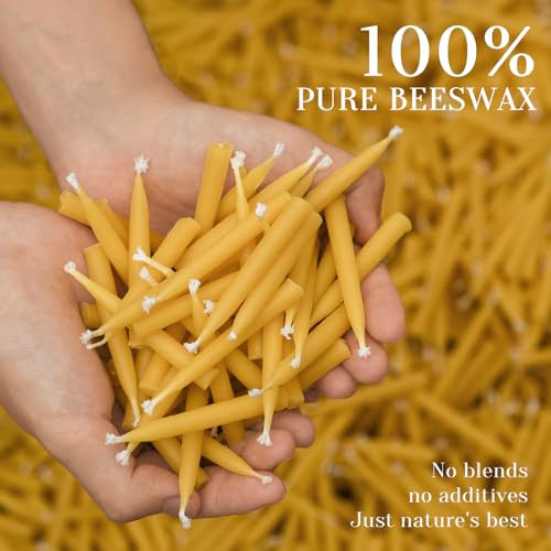 DEYBBY 20 Minute Beeswax Meditation Candles for Relaxation - 24pcs Mini Beeswax Taper Candle Gift Set with 2 Small Candle ...