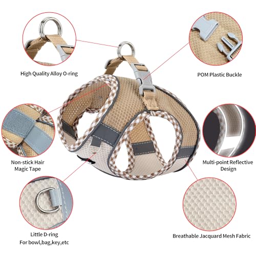 AIITLE Tiny Dog Harness - Lightweight Mesh Step-in Vest for Puppy, Reflective & Escape-Proof Design with High-Stick Magic ...