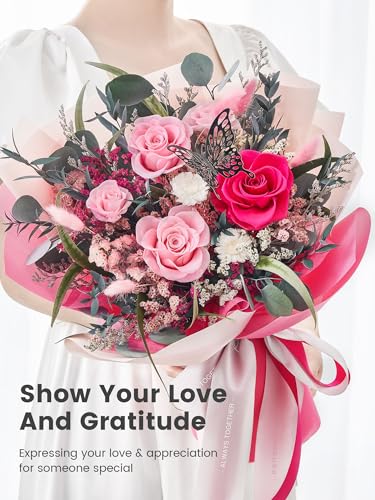 Polylove Flowers for Delivery Prime Forever Flowers Bouquet Preserved Roses Bouquet Flower Gift for Women Wife Mother Day ...