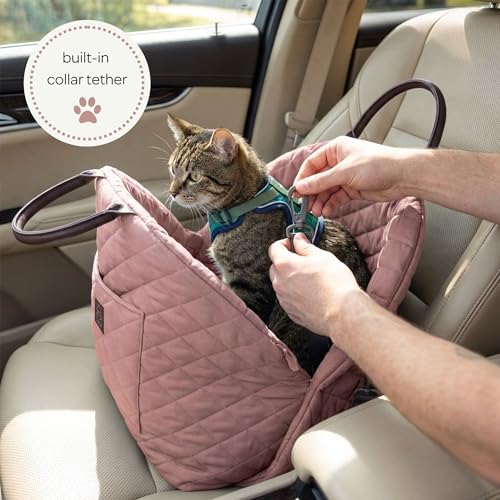 4 Cats & Dogs Mew Mew Travel Pet Bed – Soft Carrier for Small Dogs & Cats, Water-Resistant Quilted Shell, Adjustable Belt...