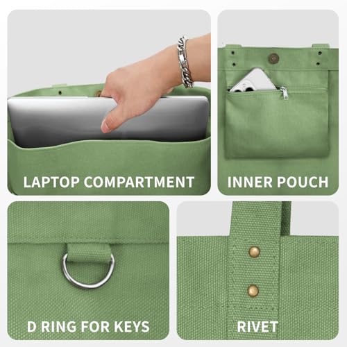 HOMESPON Large Canvas Tote Bag for Women Everything Bag with Pockets and Laptop Sleeve