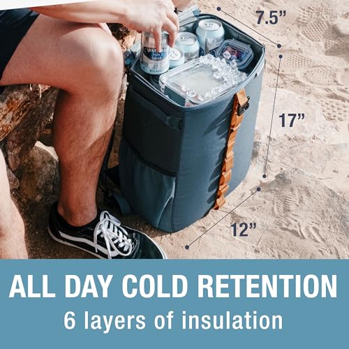 CleverMade Collapsible Backpack Cooler, 24 Can Insulated Backpack Cooler, Soft Sided Cooler Back Pack for Travel, Beach Co...