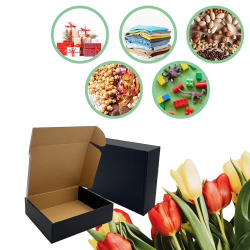 24 Pack 11x9x3 inch Black Shipping Boxes ，Cardboard Packaging Boxes for Mailing Shipping Corrugated Cardboard Boxes for Pa...