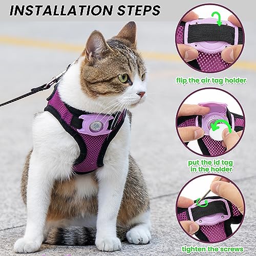 JVVGPET Dog Harness with Airtag Holder for Small Dogs, Puppy, Cats - No Pull Step in Small Dog Harness and Reflective Dog ...