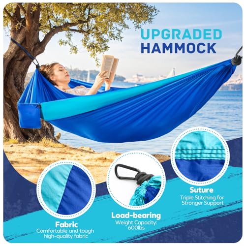 Camping Hammock Lightweight, Portable Hammocks Parachute Hammock with Two Tree Straps, Single or Double Travel Swing Nylon...