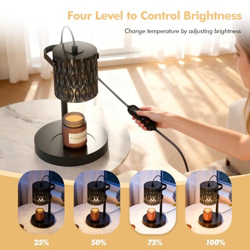 WYghyronic Candle Warmer Lamp with Adjustable Height & Timer - 4-Level Dimmable Wax Warmer for Jar Candles, Includes 2 Bul...