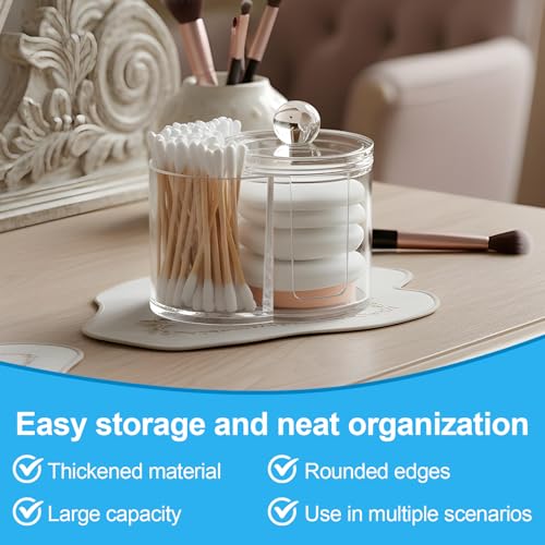 Gsbnjuy Cotton Swab Holder Dispenser Dual-Compartment Cotton Organizer Clear Vanity Canister with Removable Dustproof Lid ...
