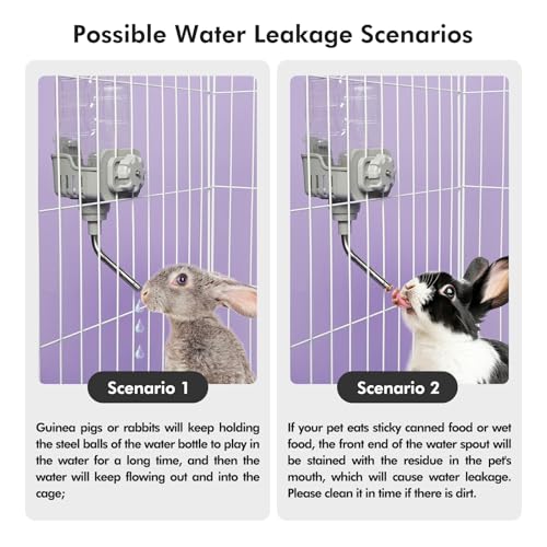 Vannon Small Animal Water Dispenser for Cage, 30oz Auto Feeding Crate Water Bottle for Rabbit, Chinchilla, Ferret, Guinea ...