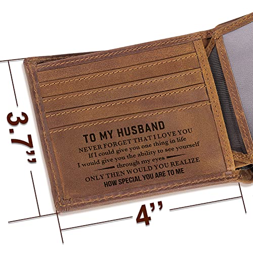 kullder Mens Wallet Engraved Leather Wallets Personalized Mens Gifts for Husband from Wife Custom Wallet for Man Anniversa...