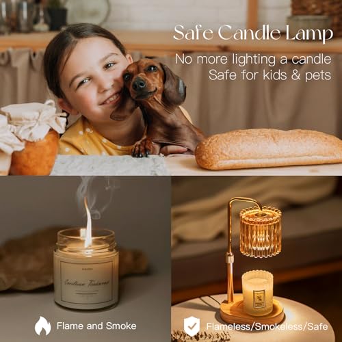 Candeldo Candle Warmer Lamp with Timer: Gold Candle Warming Lamp Height Adjustable Wax Melt Warmer Dimmable Modern Farmhou...