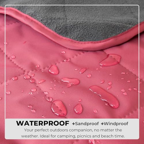 BRAWNTIDE Large Outdoor Waterproof Blanket - Extra Thick Fleece, Warm, Windproof, Sandproof, Quilted, 82" x 55", Ideal for...
