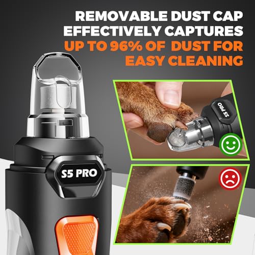 Whisper Quiet Dog Nail Grinder with 4 LED Lights, Safe & Stress-Free for Sensitive Dogs Cats of All Breeds & Sizes, 3 Grin...