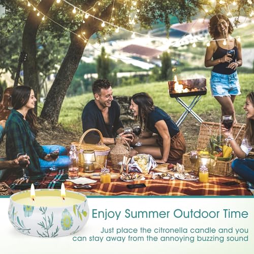 Citronella Candles Outdoor, 4 Pack Soy Wax Lemongrass Candles, Decorative Jar Scented Candle for Patio Garden Backyard Cam...