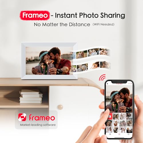 Digital Picture Frame, 10.1 inch Frameo Digital Frame WiFi, 1280 * 800 IPS HD Touchscreen, 32GB Storage, Instant Share Pic...