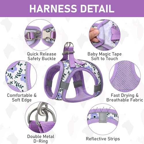 GAMUDA Small Dog Harness Collar and Leash Set, Step in No Chock No Pull Soft Mesh Adjustable Dog Vest Harnesses Plaid Refl...