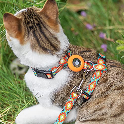 Cat Harness and Leash Escape Proof for Walking Travel Outdoor - Soft Nylon Adjustable Cute Cat Harness Leash Set with Airt...