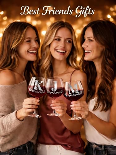 Mothers Day Gifts for Mom, Grandma, Wife - Personalized Initial A-Z Wine Glass Gifs for Women - Unique Birthday Gift for H...