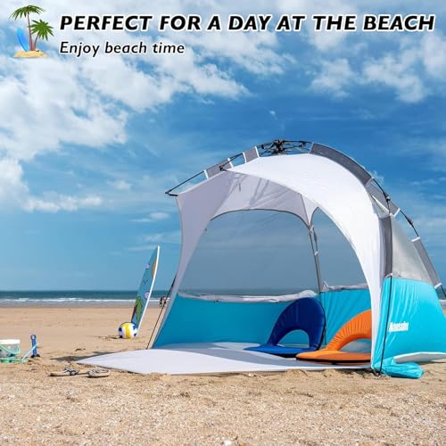 Mansader Beach Tent Pop Up Shade, Instant Beach Tents Sun Shelter with UPF 50+ UV Protection, Lightweight & Easy Setup Tent