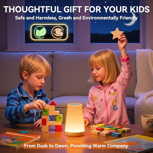 Auxmir LED Night Light Bedside Lamp Touch and Remote Control Dimmable Tabletop 13 RGB Colors Changing 5 Brightness Adjusta...